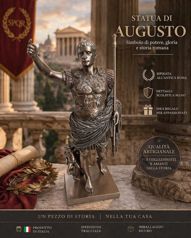 Augusto di Prima Porta — Statua in Resina Effetto Bronzo