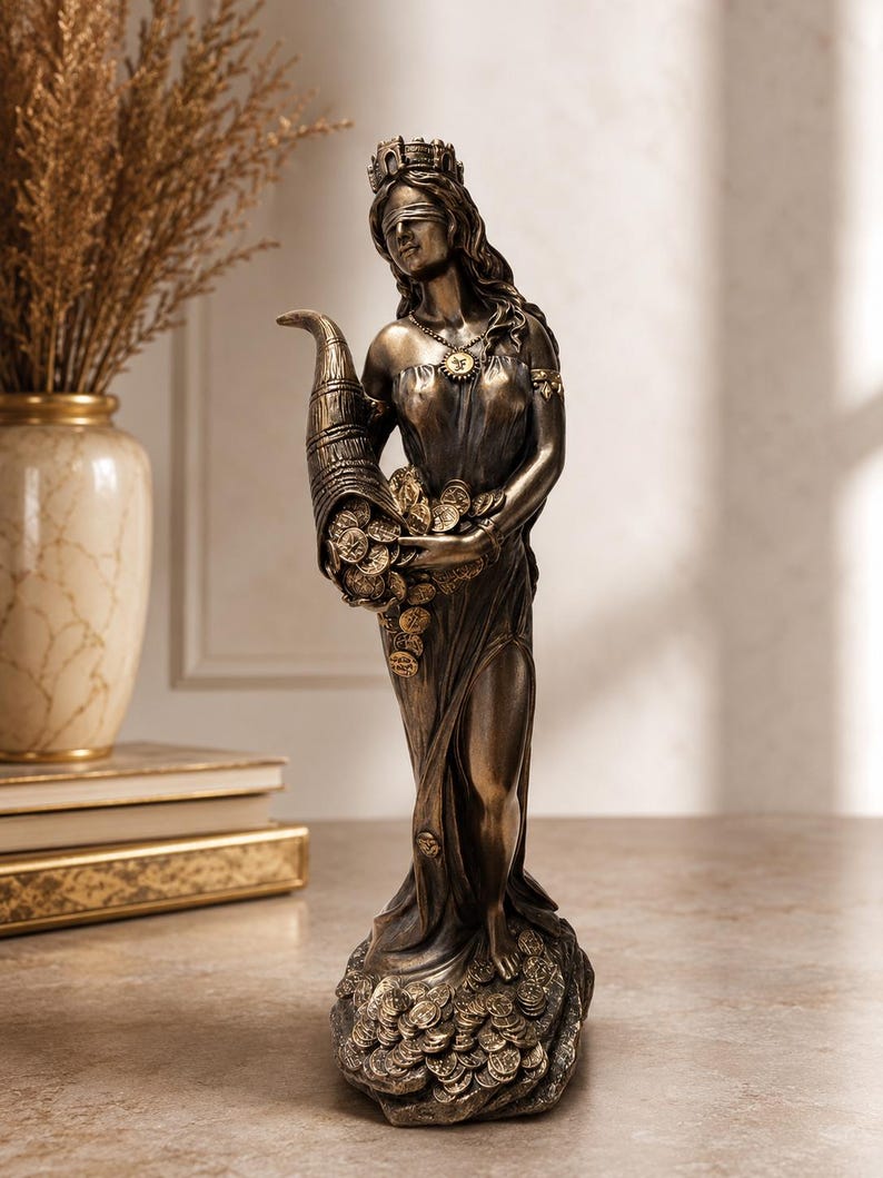 Fortuna Dea della Sorte — Statua in Resina Effetto Bronzo