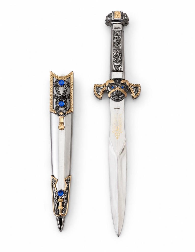 Gladio d'Egitto — Spada Decorativa in Acciaio con Fodero