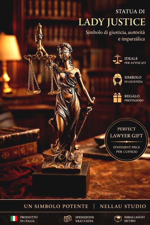 Dea della Giustizia — Statua in Resina Effetto Bronzo