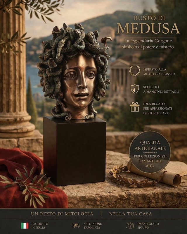 Busto di Medusa la Gorgone — Resina Effetto Bronzo