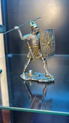Legionario Romano — Giavellotto e Scudo, Statuetta in Peltro
