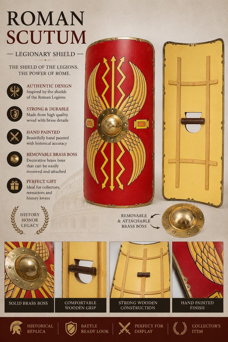 Scudo Scutum Romano — Replica Dipinta a Mano