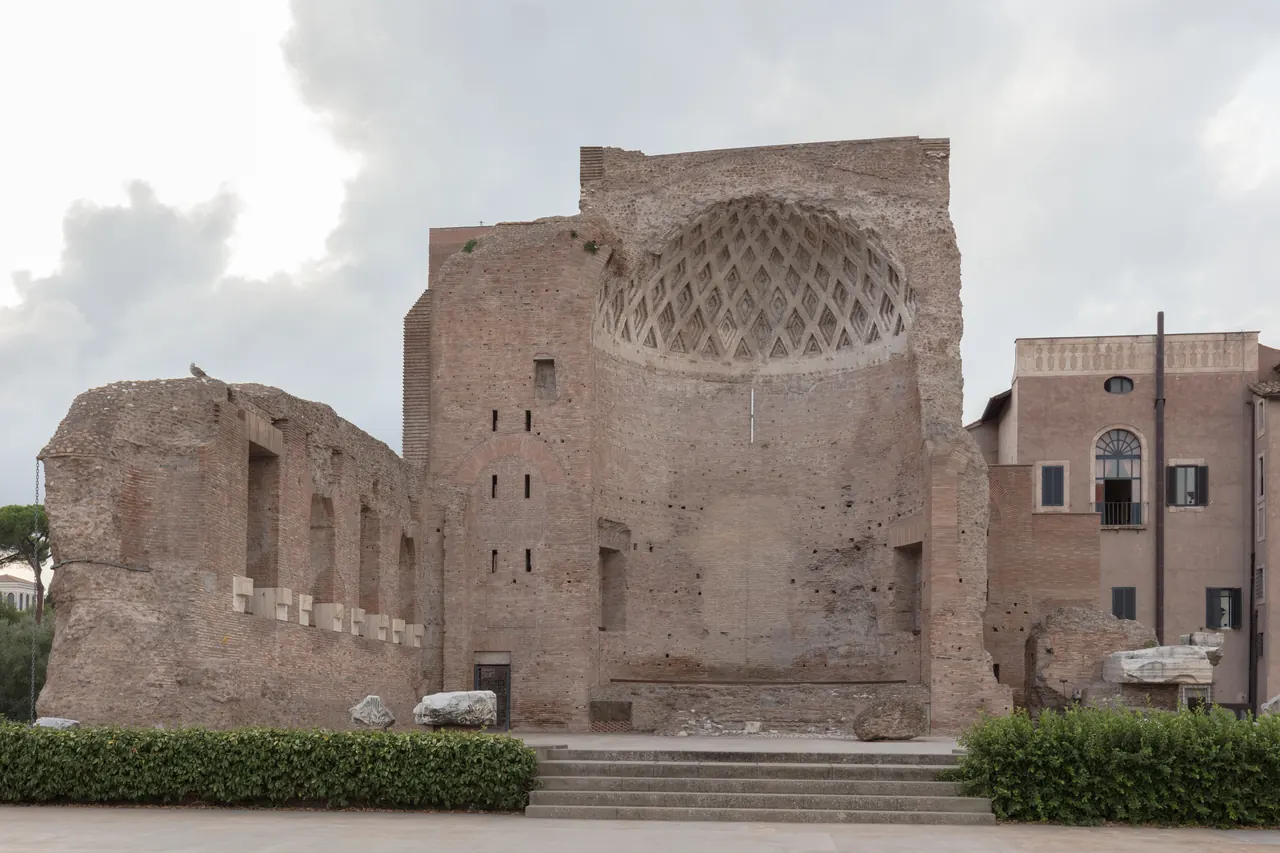 The apse of the Temple of Venus and Roma with its coffered vault.